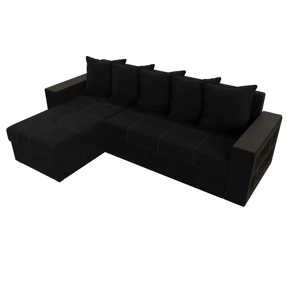 Фото 6 Диван угловой Дубай Лайт левый угол Лига диванов 114170L 236x85x140 см микровельвет цвет черный Фото 6 Диван угловой Дубай Лайт левый угол Лига диванов 114170L 236x85x140 см микровельвет цвет черный