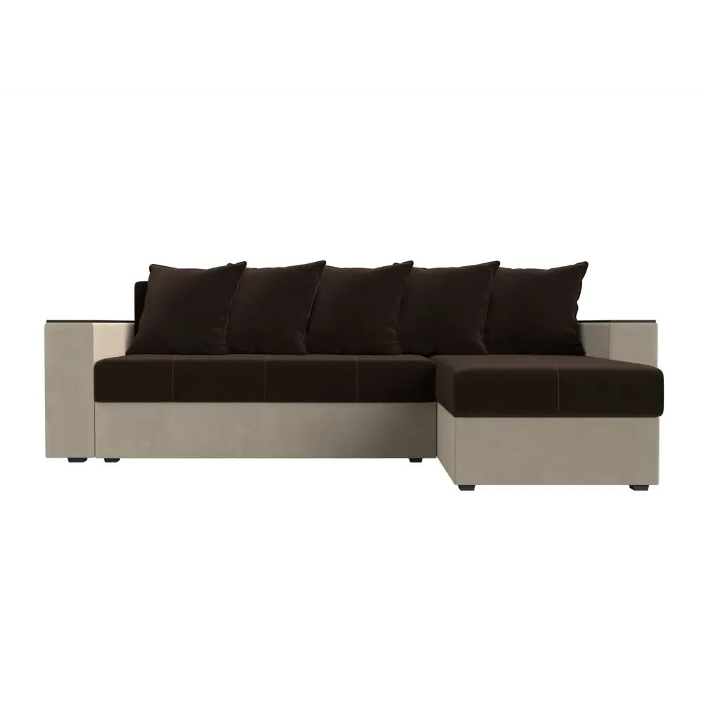 Фото 2 Диван Лига Диванов Дубай Лайт 114173 241x80x140 см вельвет цвет бежевый/коричневый Фото 2 Диван Лига Диванов Дубай Лайт 114173 241x80x140 см вельвет цвет бежевый/коричневый