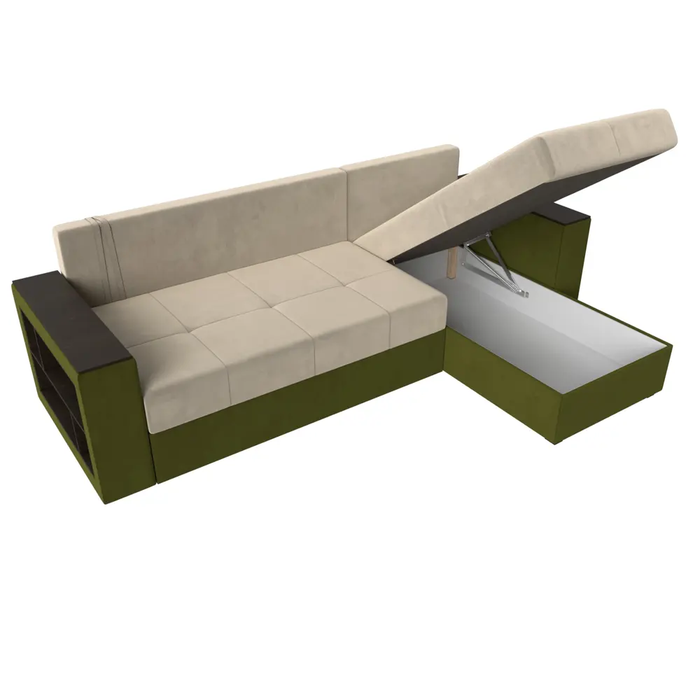 Фото 9 Диван Лига Диванов Дубай Лайт 114178 241x80x140 см вельвет цвет бежевый/зеленый