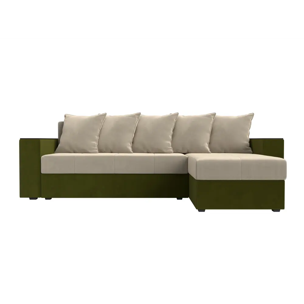 Фото 2 Диван Лига Диванов Дубай Лайт 114178 241x80x140 см вельвет цвет бежевый/зеленый