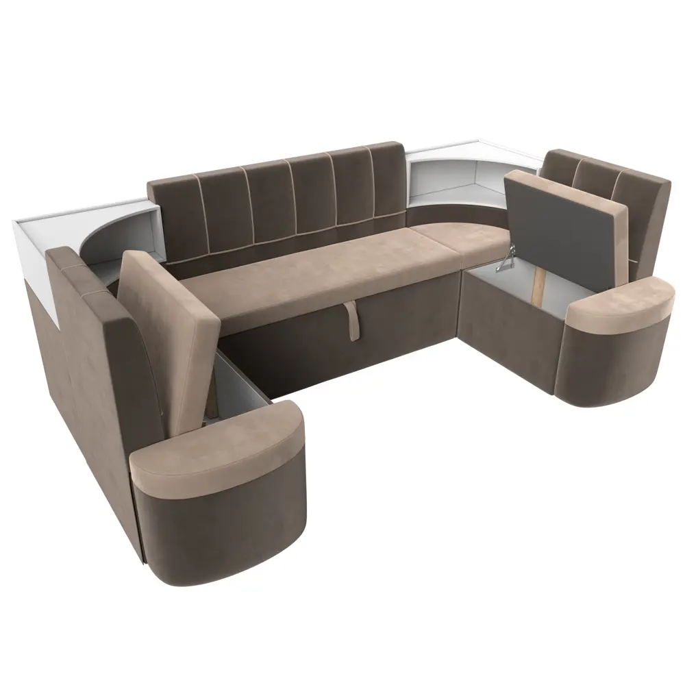 Фото 7 Диван кухонный Лига Диванов Тефида 114202 250x86x147 см велюр цвет коричневый