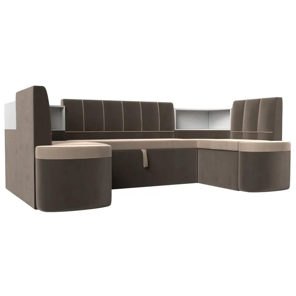 Фото Диван кухонный Лига Диванов Тефида 114202 250x86x147 см велюр цвет коричневый