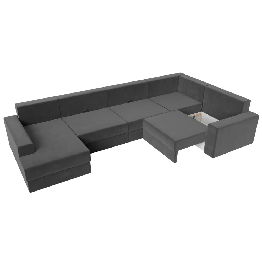 Фото 9 Диван П-образный Майами левый угол Лига диванов 114823L 394x96x230 см велюр цвет серый