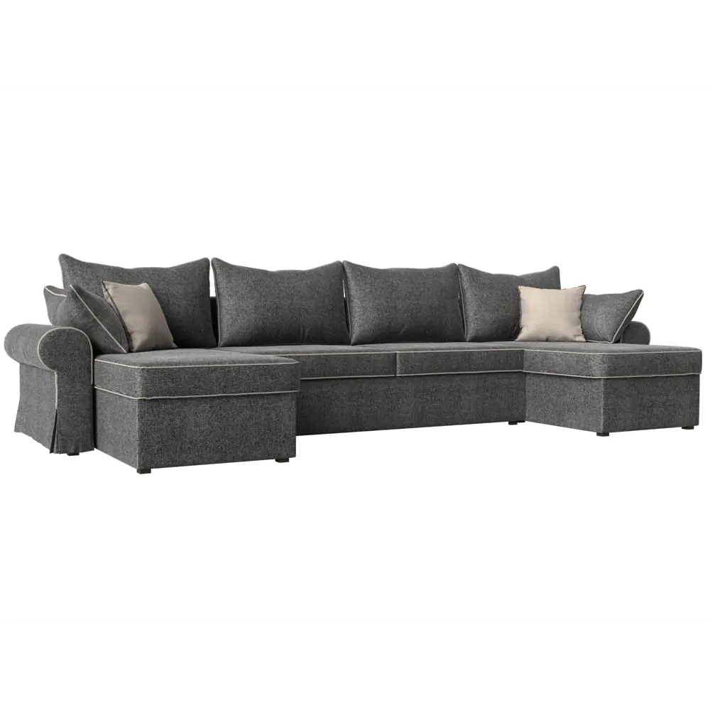 Фото Диван Лига Диванов Элис 110299 336x83x157 см рогожка цвет серый Фото Диван Лига Диванов Элис 110299 336x83x157 см рогожка цвет серый