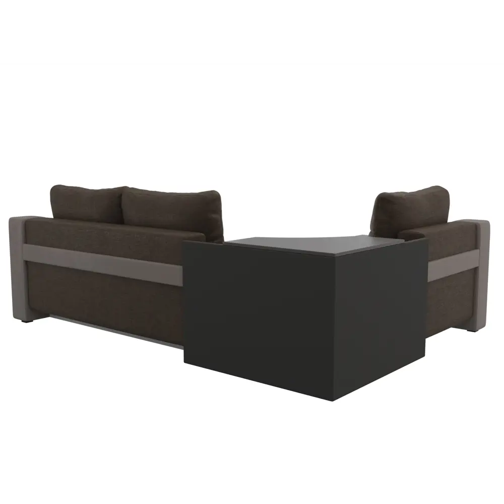 Фото 3 Диван Лига Диванов Тесей 107637L 254x74x184 см рогожка цвет коричневый/бежевый