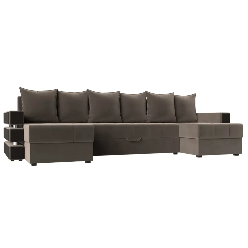 Фото Диван Лига Диванов Венеция 120430 300x85x150 см велюр цвет коричневый Фото Диван Лига Диванов Венеция 120430 300x85x150 см велюр цвет коричневый