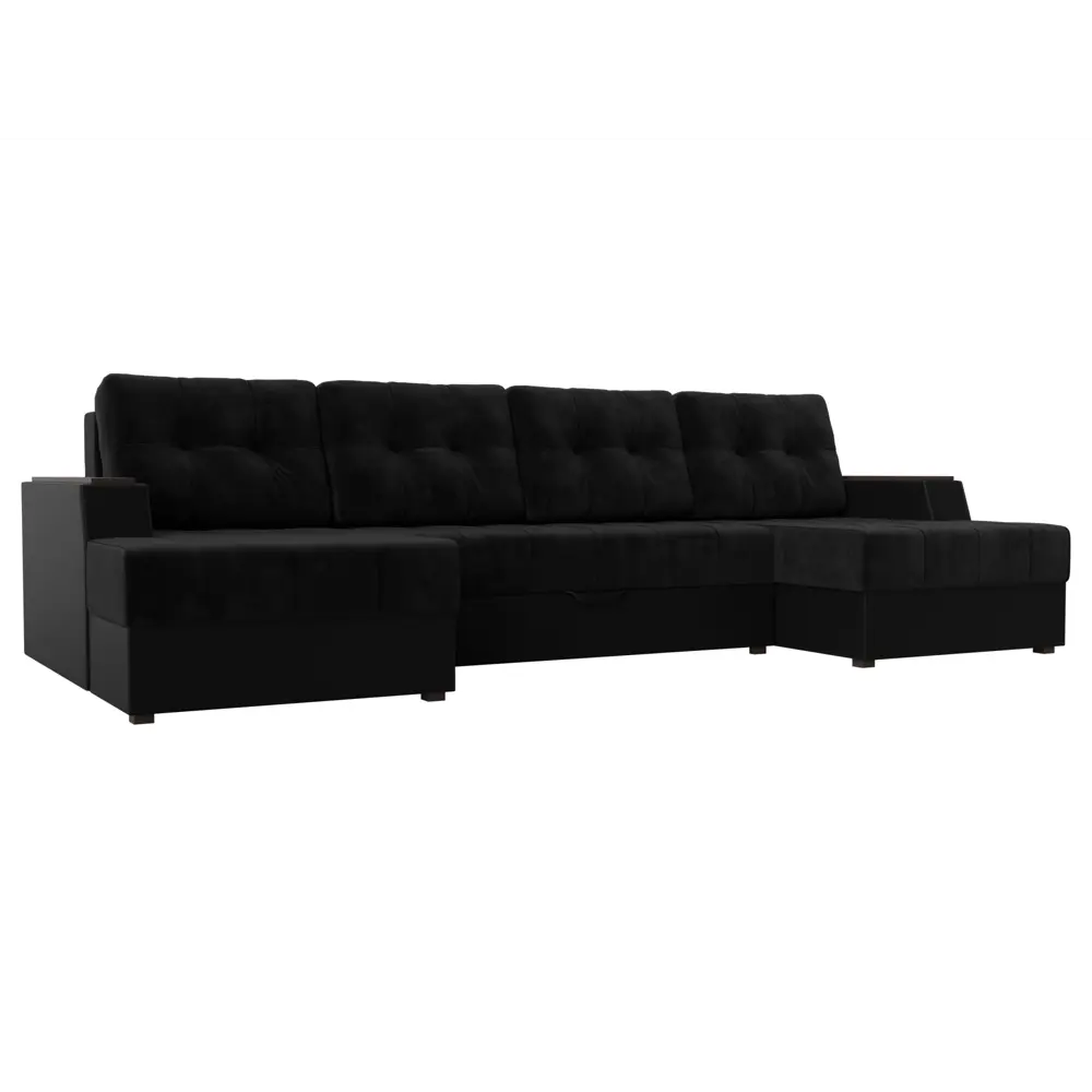 Фото Диван Лига Диванов Эмир 110989 312x85x150 см велюр цвет черный/черный Фото Диван Лига Диванов Эмир 110989 312x85x150 см велюр цвет черный/черный