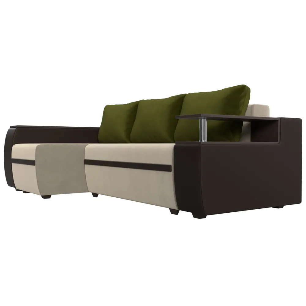 Фото 4 Диван Лига Диванов Ричмонд 115005L 246x80x150 см вельвет цвет бежевый/коричневый/зеленый