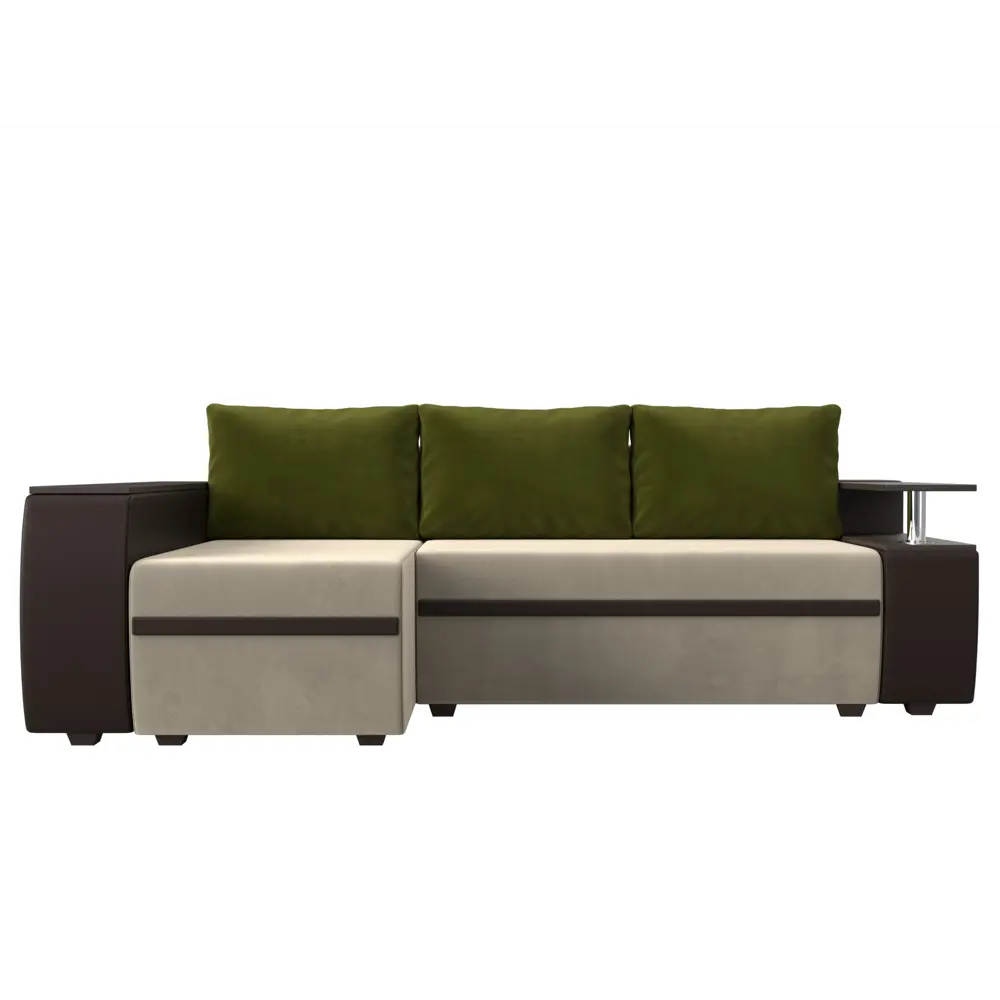 Фото 2 Диван Лига Диванов Ричмонд 115005L 246x80x150 см вельвет цвет бежевый/коричневый/зеленый