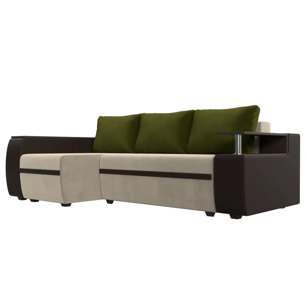 Фото Диван Лига Диванов Ричмонд 115005L 246x80x150 см вельвет цвет бежевый/коричневый/зеленый