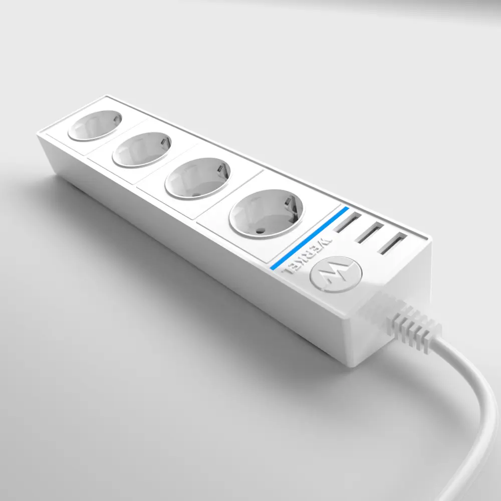 Фото 15 Розеточный блок с 3 USB Werkel a039974 4 розетки, 1.7 м