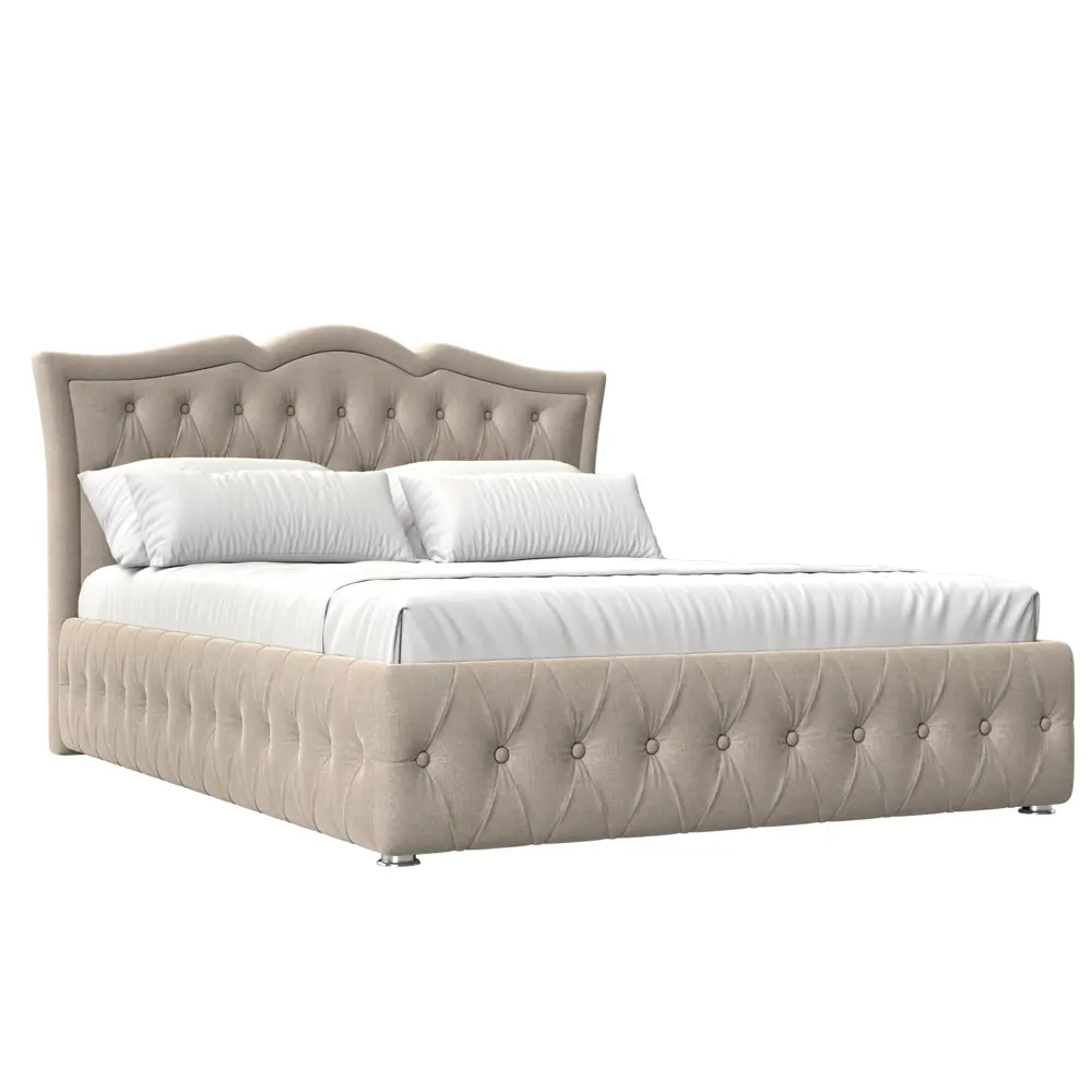 Фото Кровать Лига Диванов Герда 120171 187x110x211 см рогожка цвет бежевый Фото Кровать Лига Диванов Герда 120171 187x110x211 см рогожка цвет бежевый