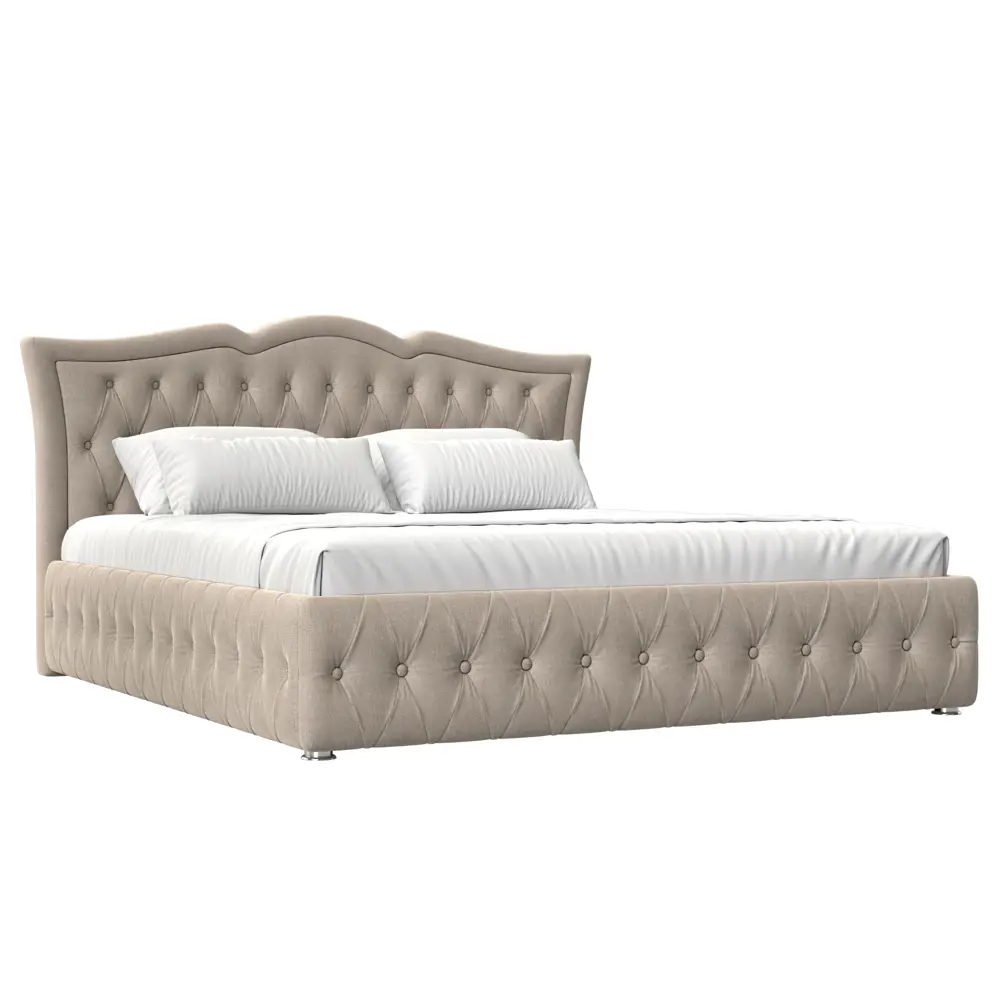 Фото Кровать Лига Диванов Герда 120187 227x110x211 см рогожка цвет бежевый Фото Кровать Лига Диванов Герда 120187 227x110x211 см рогожка цвет бежевый