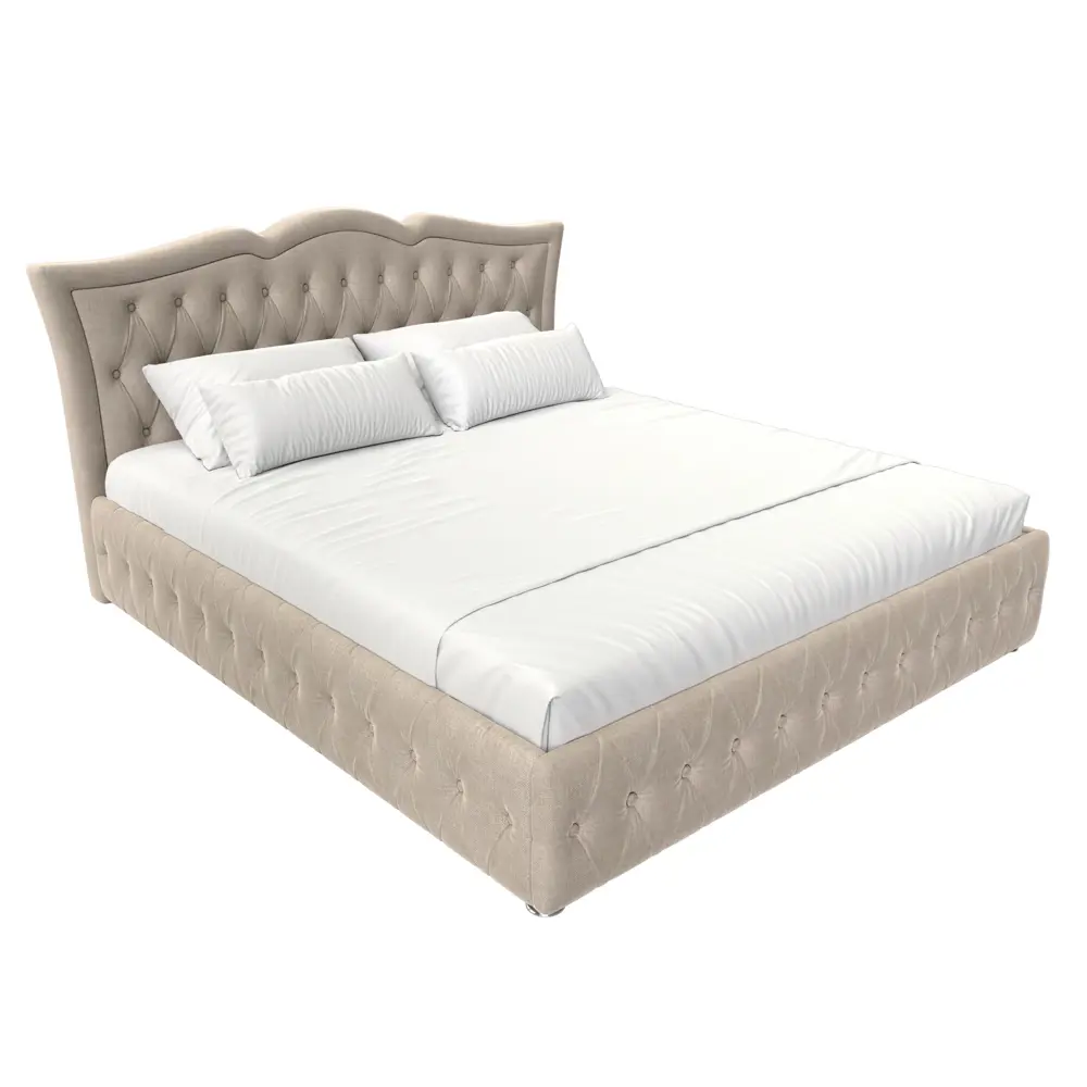 Фото 2 Кровать Лига Диванов Герда 120187 227x110x211 см рогожка цвет бежевый Фото 2 Кровать Лига Диванов Герда 120187 227x110x211 см рогожка цвет бежевый