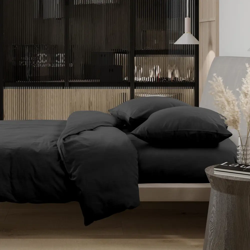 Фото Комплект постельного белья Wenge Charcoal 896964 семейный перкаль черный Фото Комплект постельного белья Wenge Charcoal 896964 семейный перкаль черный