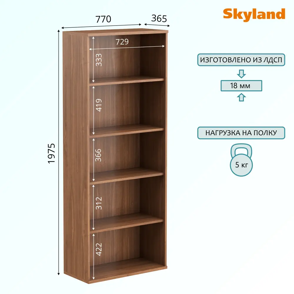 Фото 3 Шкаф Skyland 77x197x36 см ЛДСП цвет орех французский sk-01217941 Фото 3 Шкаф Skyland 77x197x36 см ЛДСП цвет орех французский sk-01217941