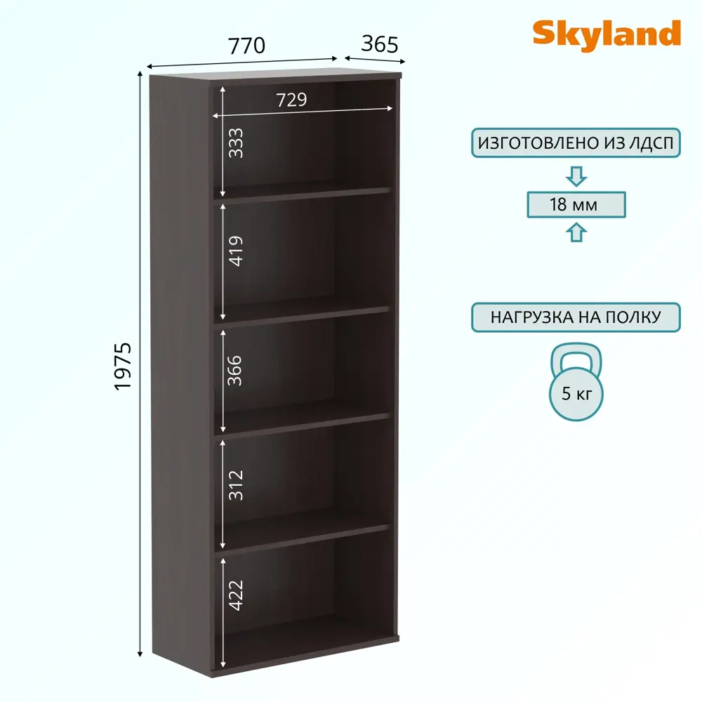 Фото 3 Шкаф Skyland 77x197x36 см ЛДСП цвет венге магия 00-07023332 Фото 3 Шкаф Skyland 77x197x36 см ЛДСП цвет венге магия 00-07023332