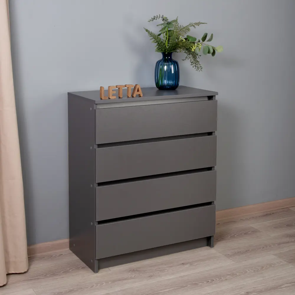 Фото Комод Letta City 4 ящика 70x35.4x86.7 см ЛДСП цвет серый графит Фото Комод Letta City 4 ящика 70x35.4x86.7 см ЛДСП цвет серый графит
