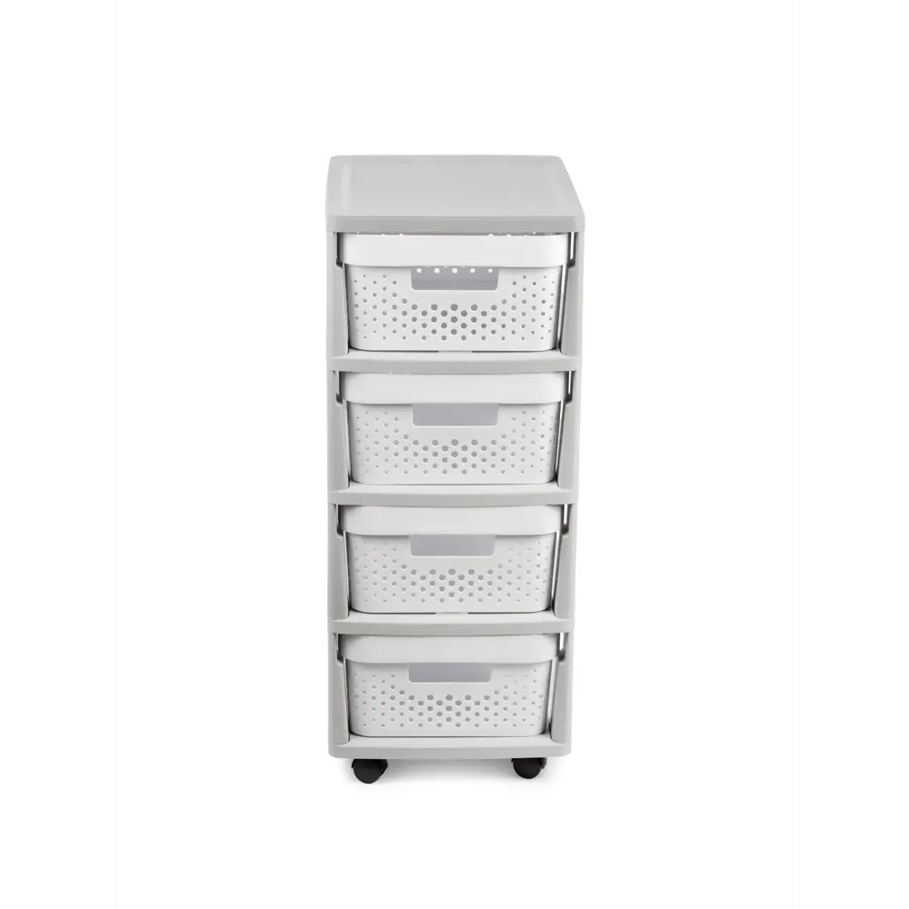 Фото 4 Комод Curver Комод infinity knock down 4x11л серый/белый перфорированный 4 ящика 36x30x69 см пластик цвет бело-серый Фото 4 Комод Curver Комод infinity knock down 4x11л серый/белый перфорированный 4 ящика 36x30x69 см пластик цвет бело-серый
