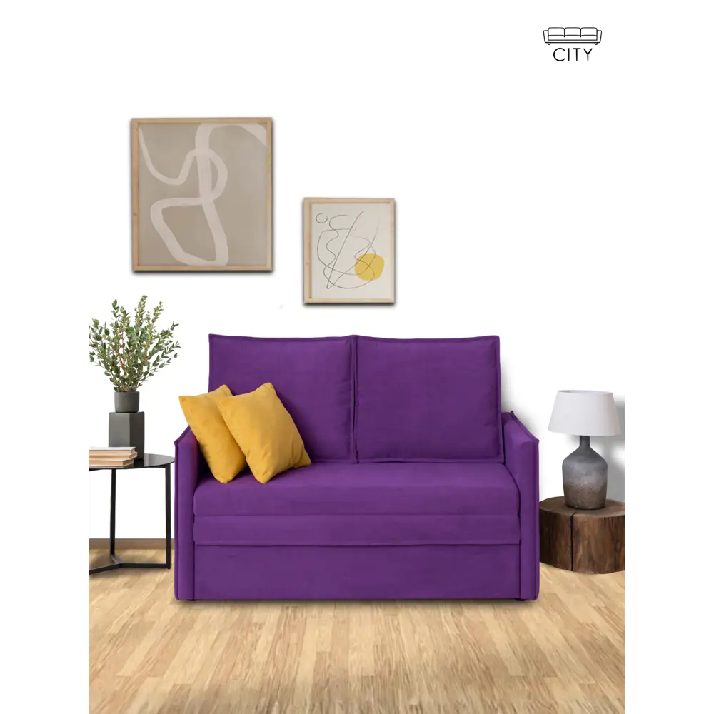 Фото Раскладной диван Cityhd прямой диван 133x85x78 см велюр цвет фиолетовый