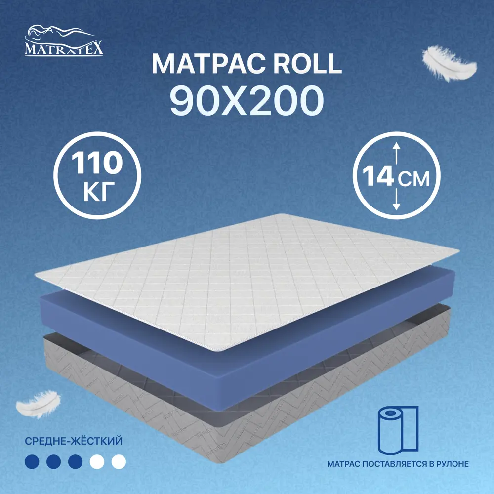 Фото Матрас Matratex Roll-14 90x200 см, односпальный Фото Матрас Matratex Roll-14 90x200 см, односпальный