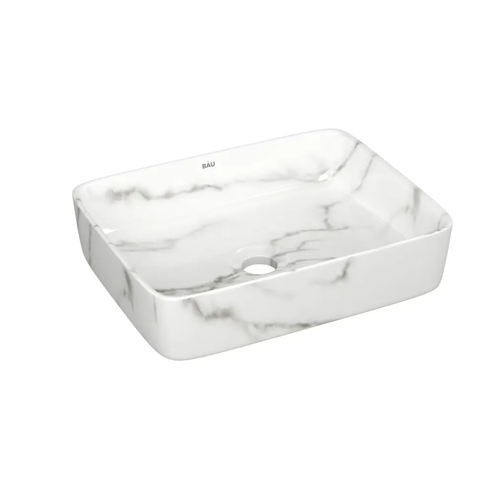 Фото 2 Раковина Bauedge Hotel 48см цвет мрамор/хром/нержавеющая сталь