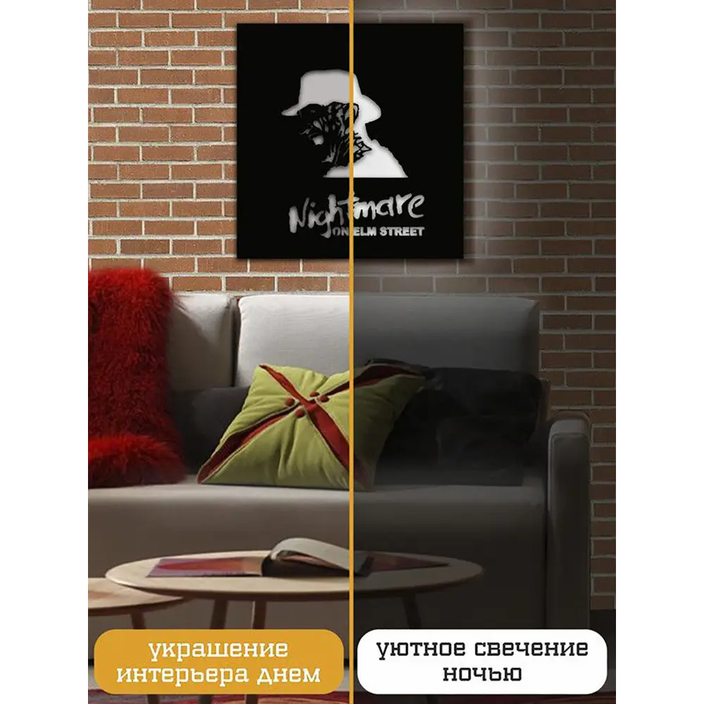 Фото 3 Панно настенное с подсветкой светодиодное Бруталити Arthur panno кино фредди крюгер - 2430 холодный белый (голубой) свет цвет черный Фото 3 Панно настенное с подсветкой светодиодное Бруталити Arthur panno кино фредди крюгер - 2430 холодный белый (голубой) свет цвет черный