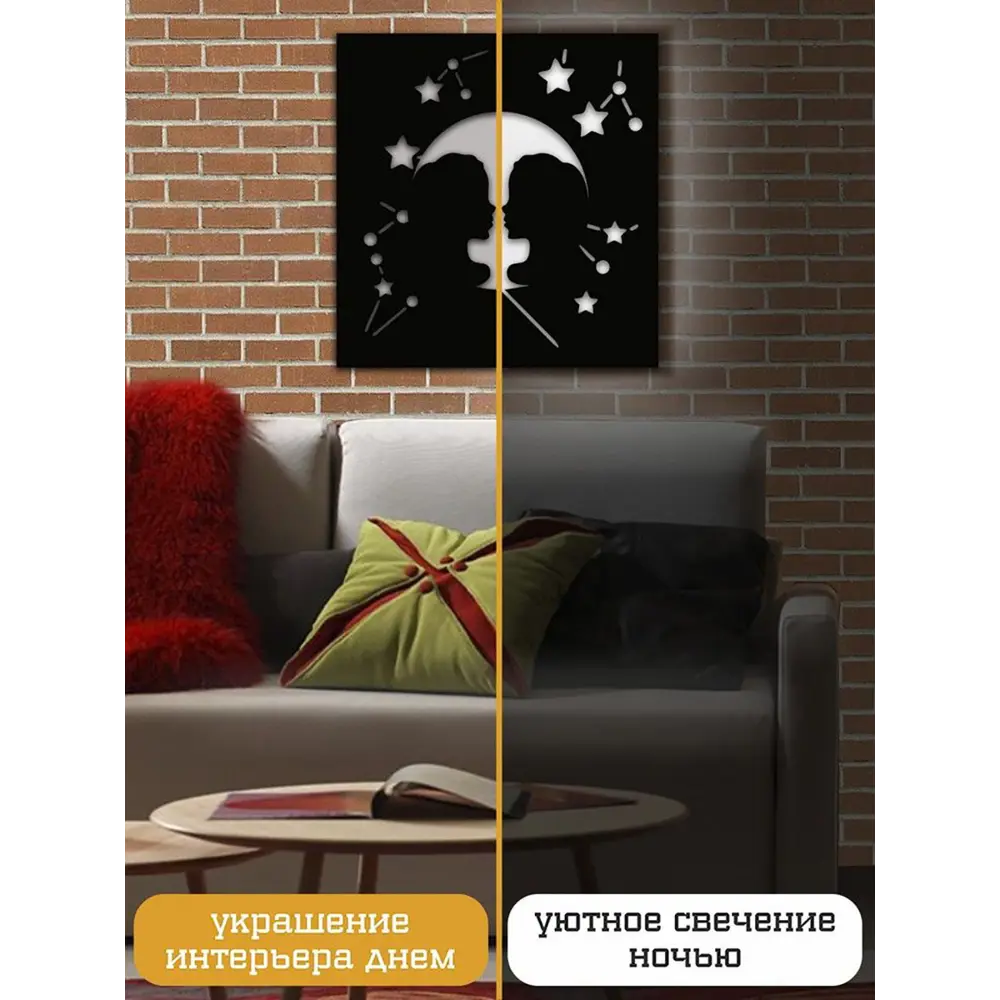 Фото 3 Панно настенное с подсветкой светодиодное Бруталити Arthur panno гороскоп близнецы - 1308 холодный белый (голубой) свет цвет черный Фото 3 Панно настенное с подсветкой светодиодное Бруталити Arthur panno гороскоп близнецы - 1308 холодный белый (голубой) свет цвет черный
