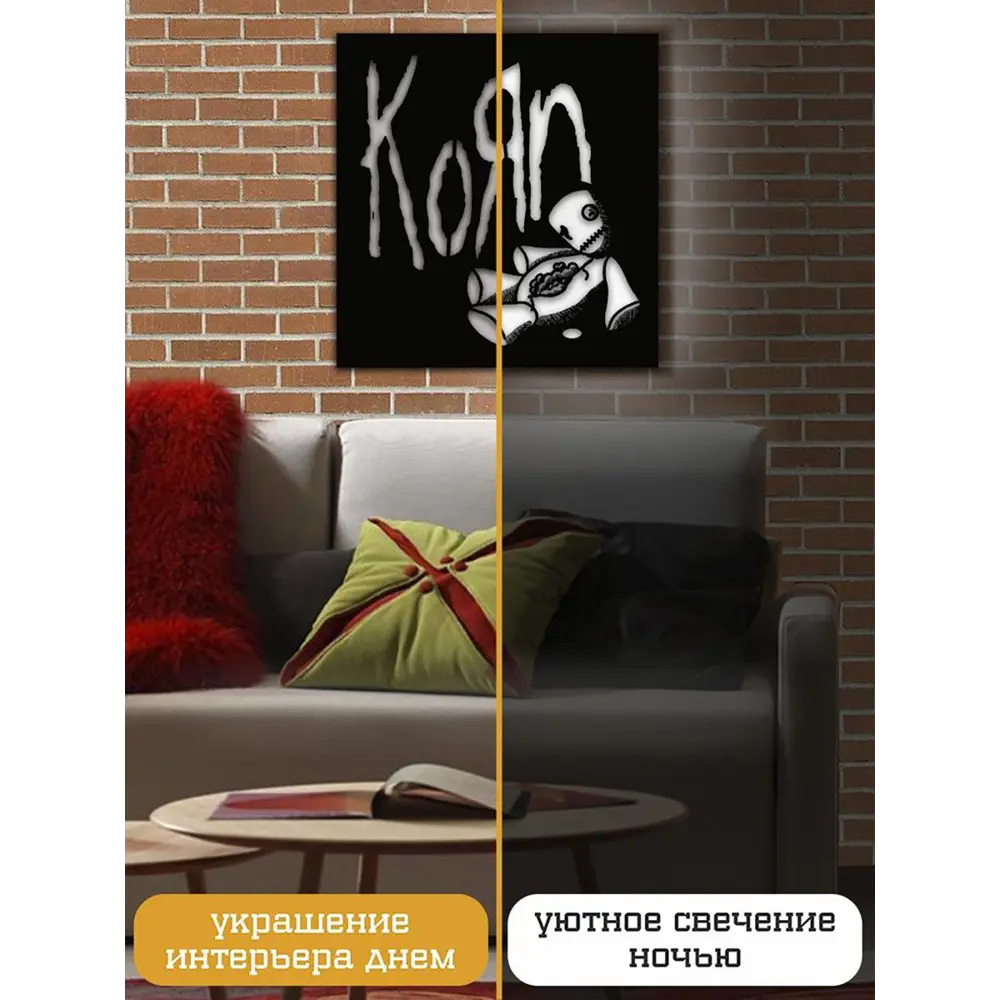 Фото 3 Панно настенное с подсветкой светодиодное Бруталити Arthur panno музыка korn - 2047 холодный белый (голубой) свет цвет черный Фото 3 Панно настенное с подсветкой светодиодное Бруталити Arthur panno музыка korn - 2047 холодный белый (голубой) свет цвет черный