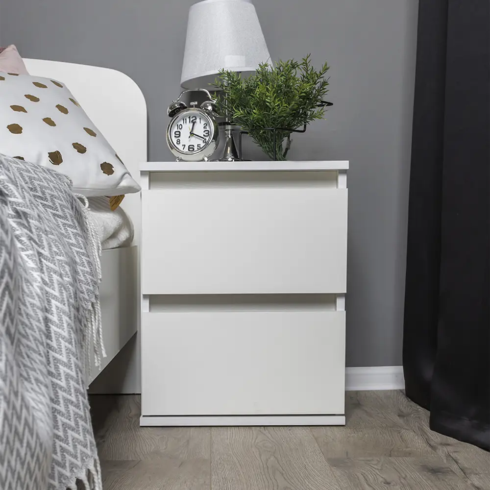 Фото 13 Тумба прикроватная Doma 40x51.5x38.5 см 2 ящика ЛДСП цвет белый