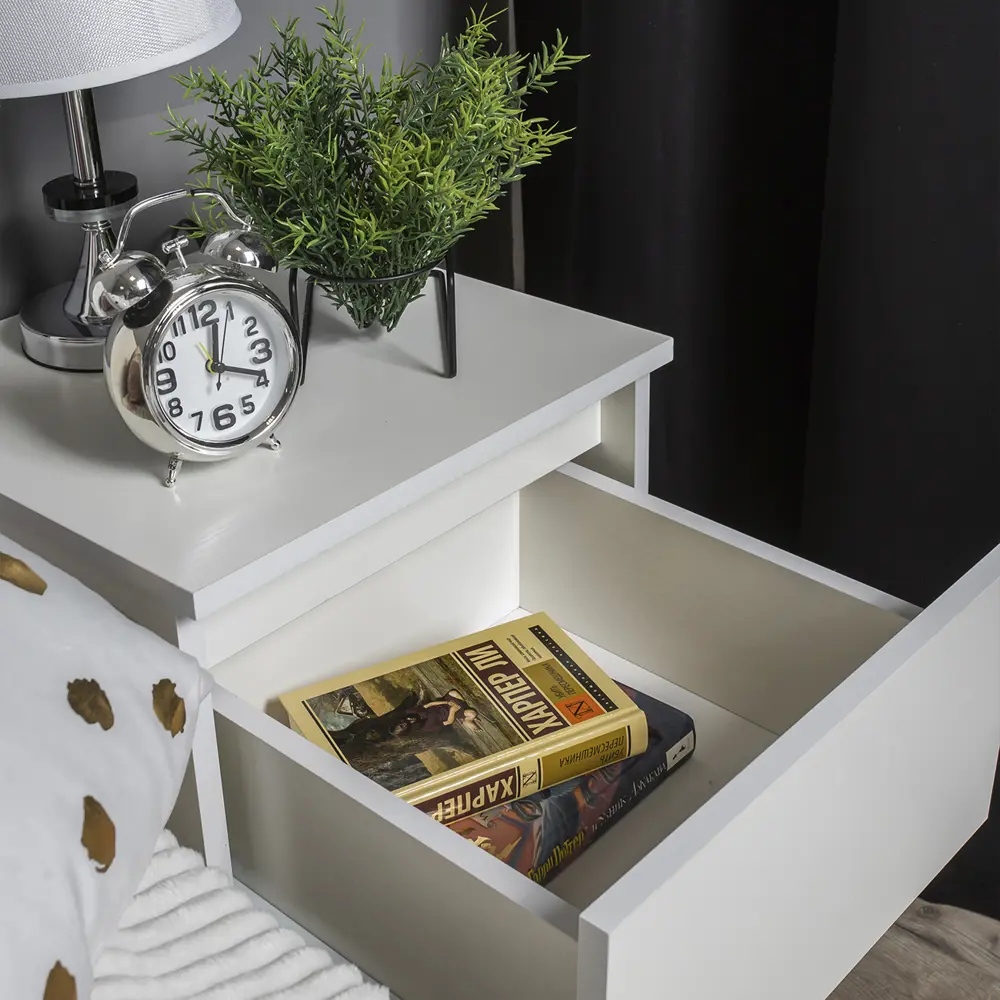 Фото 15 Тумба прикроватная Doma 40x51.5x38.5 см 2 ящика ЛДСП цвет белый