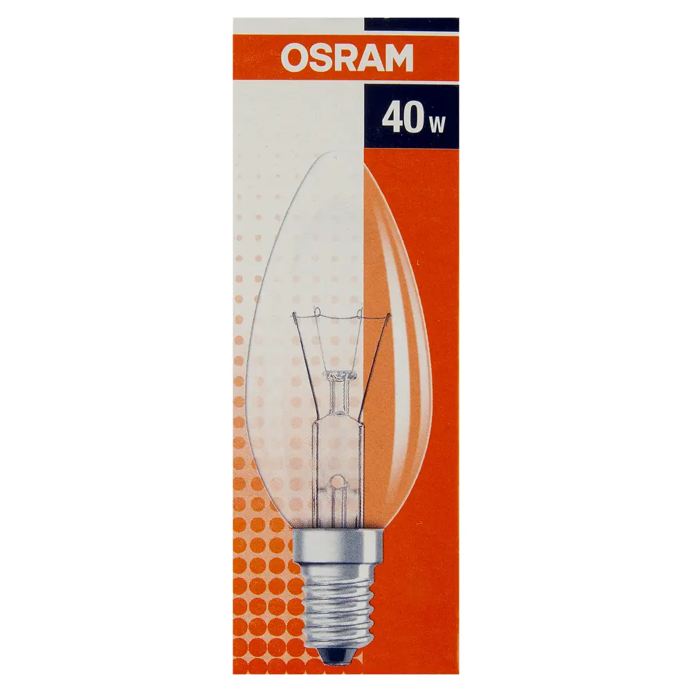 Фото 3 Лампа накаливания Osram E14 230 В 40 Вт свеча прозрачная 2 м2 свет тёплый белый