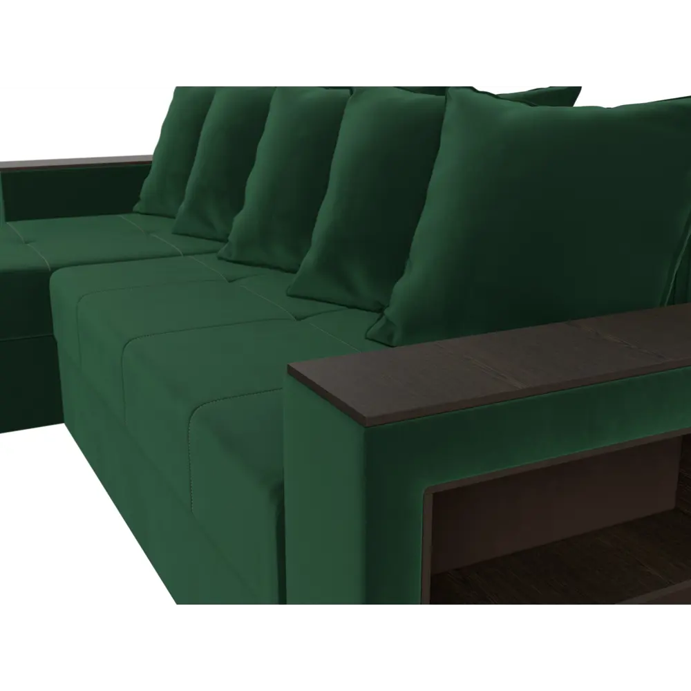 Фото 3 Диван угловой Дубай Лайт левый угол Лига диванов 114150L 236x85x140 см велюр цвет зеленый