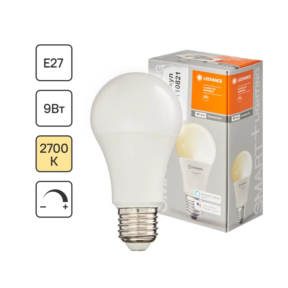 Фото Лампа умная светодиодная Wi-Fi Ledvance Smart Plus E27 220-240 В 9 Вт груша матовая 806 лм теплый белый свет Фото Лампа умная светодиодная Wi-Fi Ledvance Smart Plus E27 220-240 В 9 Вт груша матовая 806 лм теплый белый свет