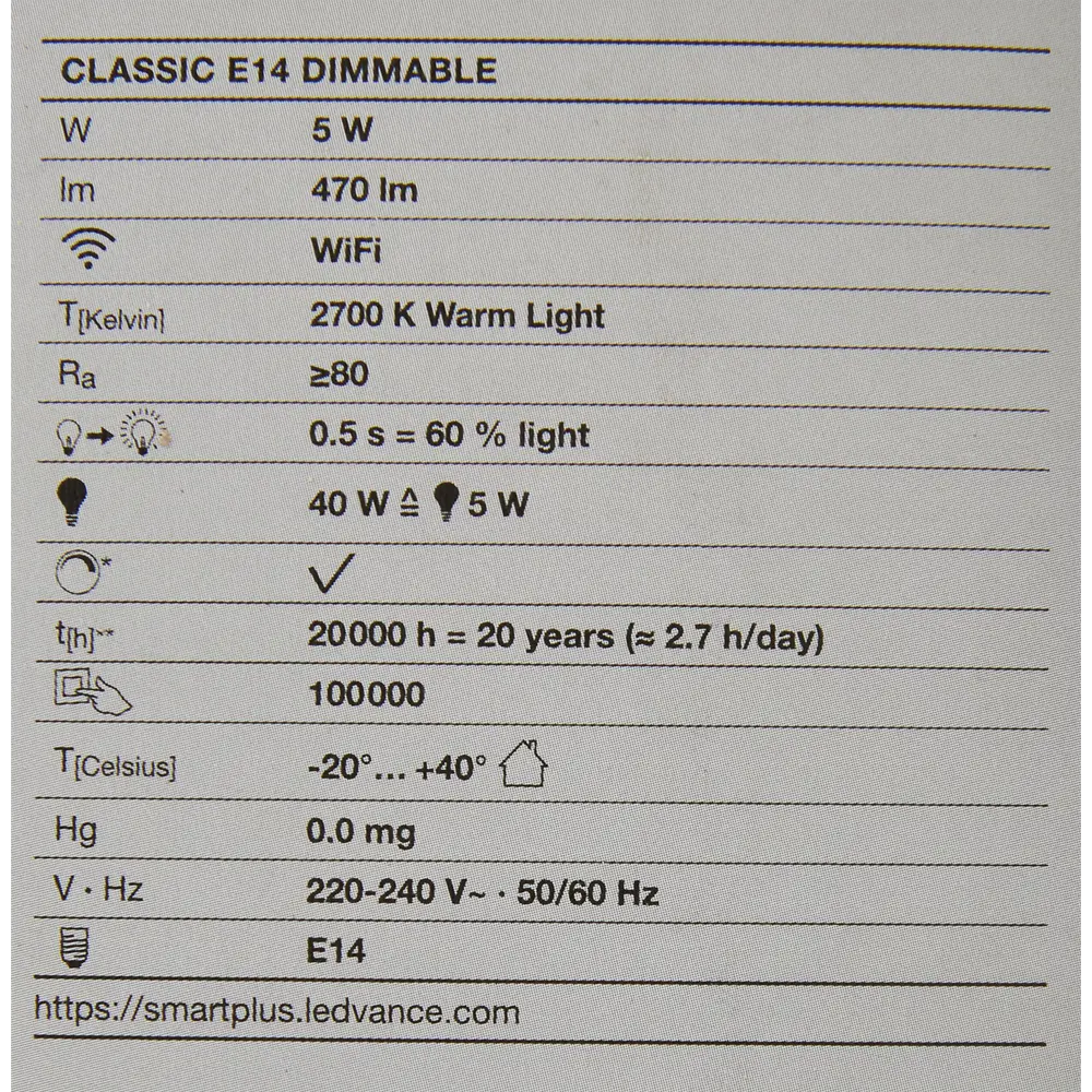 Фото 6 Лампа умная светодиодная Wi-Fi Osram Smart Plus E14 220-240 В 5 Вт шар малый матовая 470 лм теплый белый свет Фото 6 Лампа умная светодиодная Wi-Fi Osram Smart Plus E14 220-240 В 5 Вт шар малый матовая 470 лм теплый белый свет