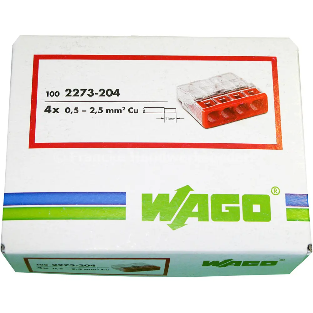 Фото 4 Клемма Wago Compact 450 В 24 А 4-проводная 0.5-2.5 мм² 100 шт. Фото 4 Клемма Wago Compact 450 В 24 А 4-проводная 0.5-2.5 мм² 100 шт.