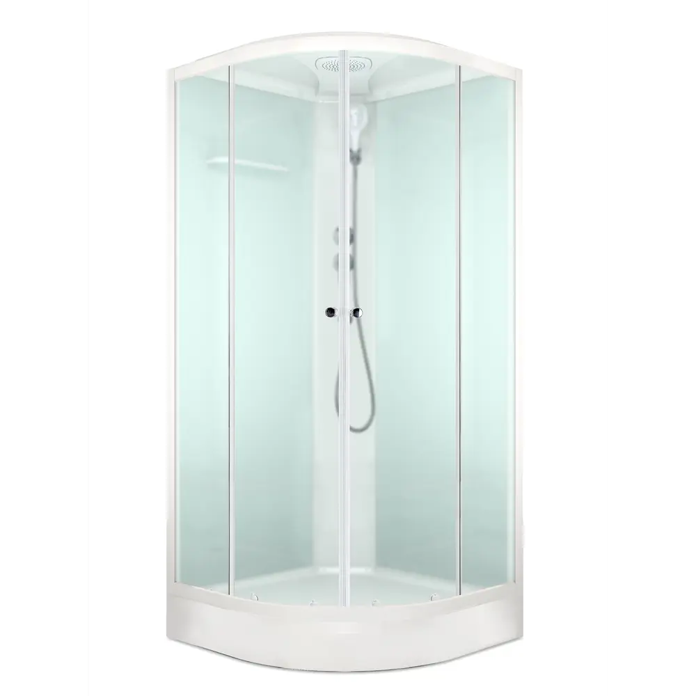 Фото Душевая кабина Domani-Spa Delight Slim 110 DS01DS110LWM00.MP.P, низкий поддон, белые стенки, стекло матовое, размер 100x100x218 Фото Душевая кабина Domani-Spa Delight Slim 110 DS01DS110LWM00.MP.P, низкий поддон, белые стенки, стекло матовое, размер 100x100x218