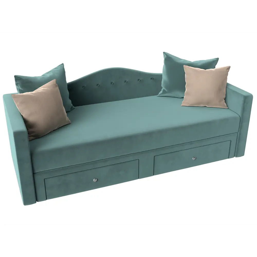 Фото 5 Диван Лига Диванов Дориан 113722 203x95x82 см велюр цвет бирюзовый