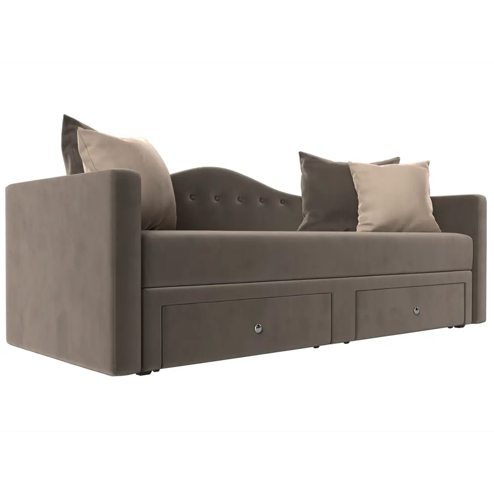 Фото Диван Лига Диванов Дориан 113725 203x95x82 см велюр цвет коричневый Фото Диван Лига Диванов Дориан 113725 203x95x82 см велюр цвет коричневый