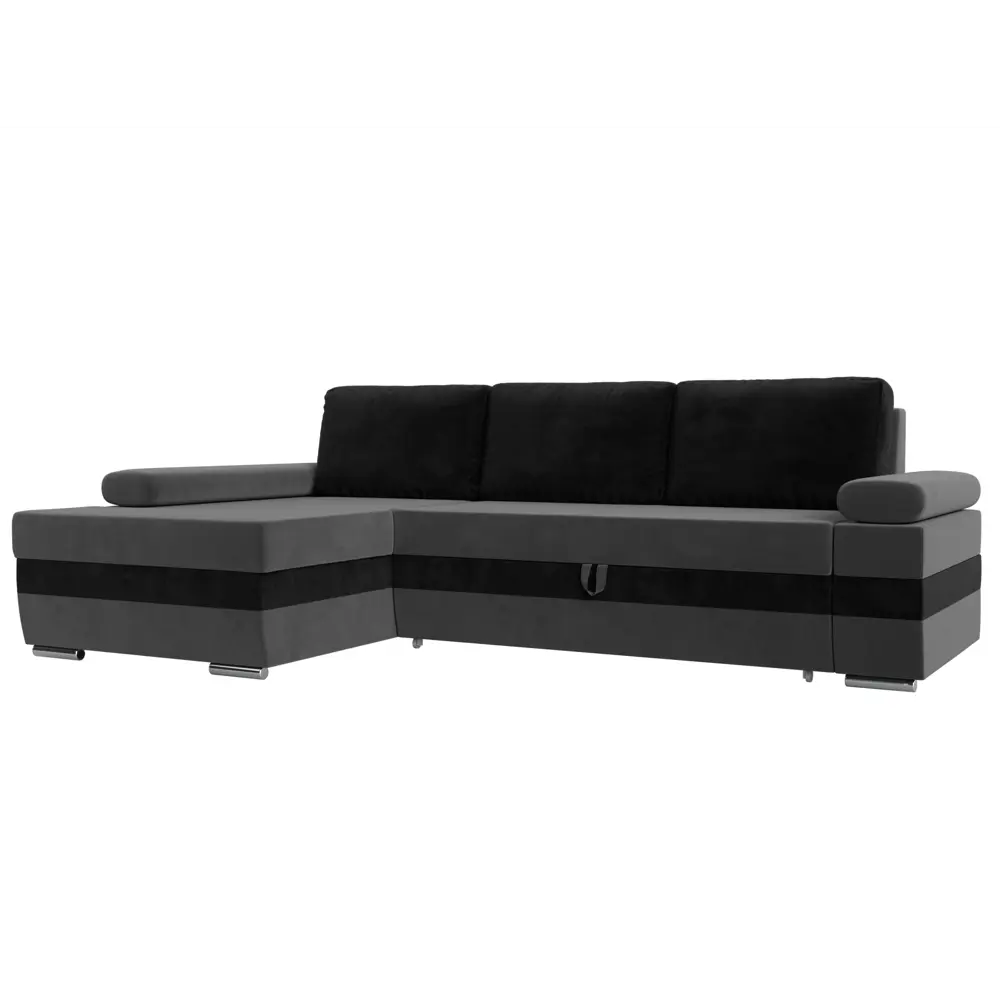 Фото Диван Лига Диванов Канкун 118202L 260x88x160 см велюр цвет серый/черный Фото Диван Лига Диванов Канкун 118202L 260x88x160 см велюр цвет серый/черный