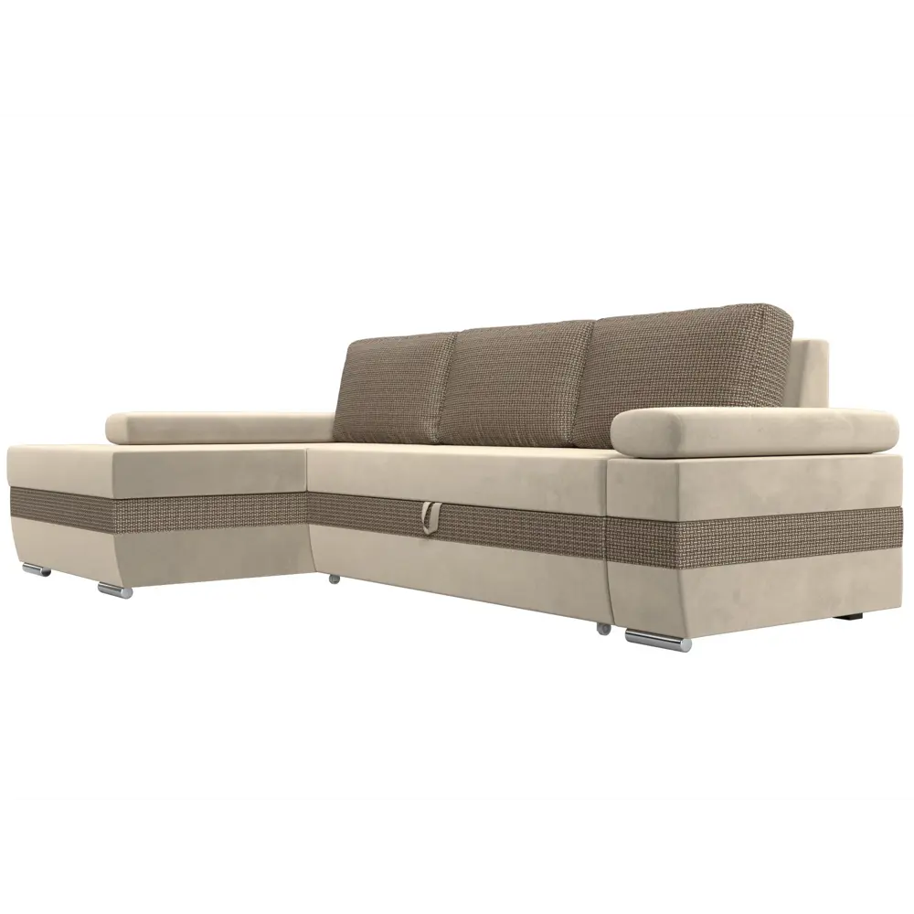 Фото 4 Диван Лига Диванов Канкун 118226L 260x88x160 см вельвет цвет бежевый/коричневый