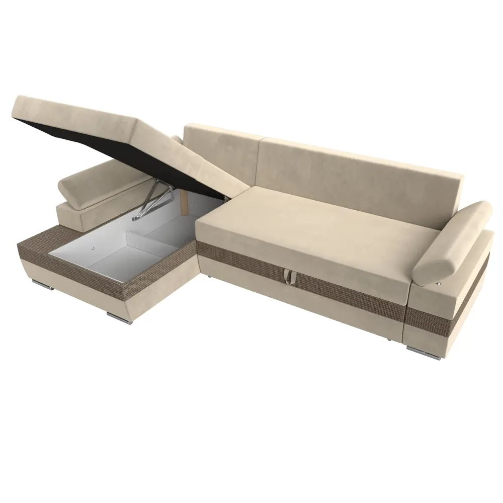 Фото 8 Диван Лига Диванов Канкун 118226L 260x88x160 см вельвет цвет бежевый/коричневый