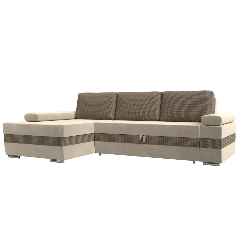 Фото Диван Лига Диванов Канкун 118226L 260x88x160 см вельвет цвет бежевый/коричневый