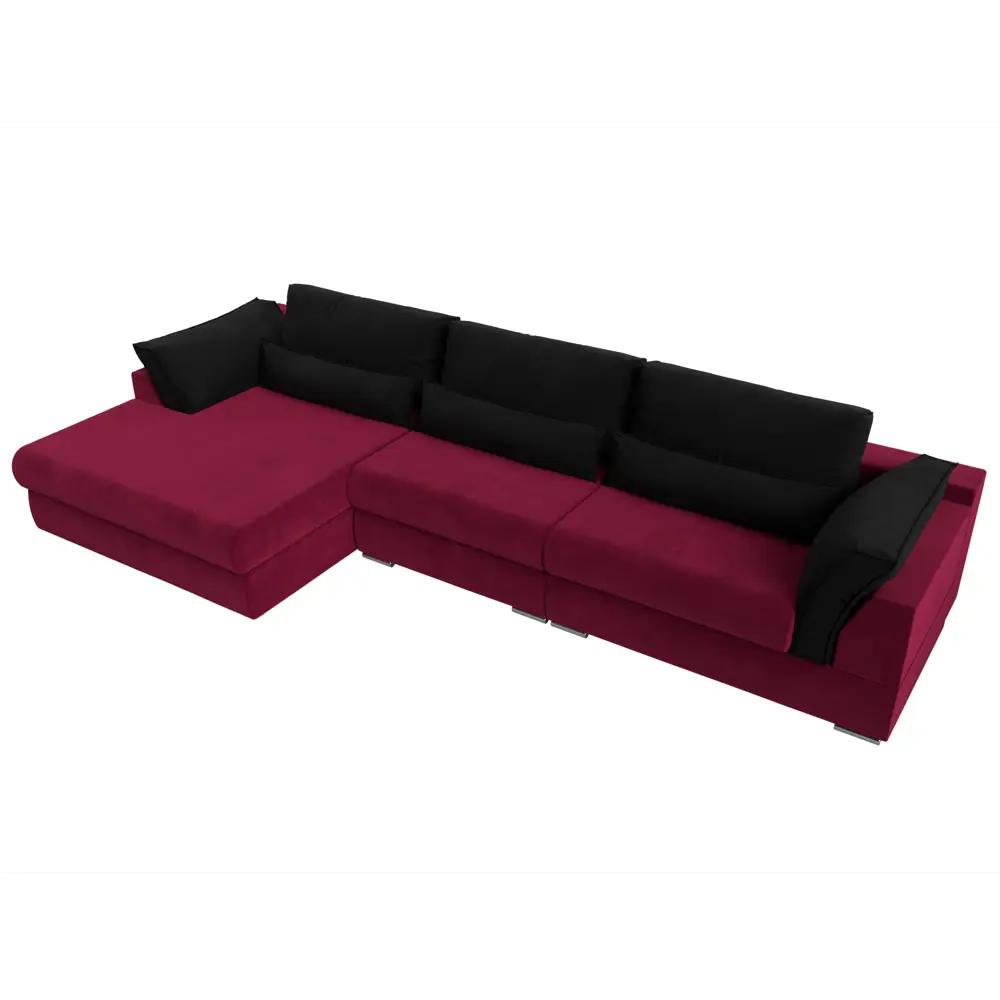 Фото 2 Диван Лига Диванов Пекин 116133L 372x90x189 см вельвет цвет черный/красный Фото 2 Диван Лига Диванов Пекин 116133L 372x90x189 см вельвет цвет черный/красный