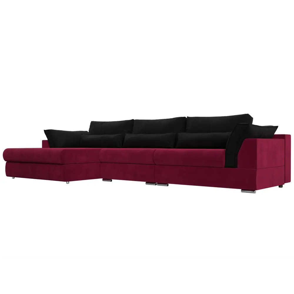 Фото Диван Лига Диванов Пекин 116133L 372x90x189 см вельвет цвет черный/красный Фото Диван Лига Диванов Пекин 116133L 372x90x189 см вельвет цвет черный/красный