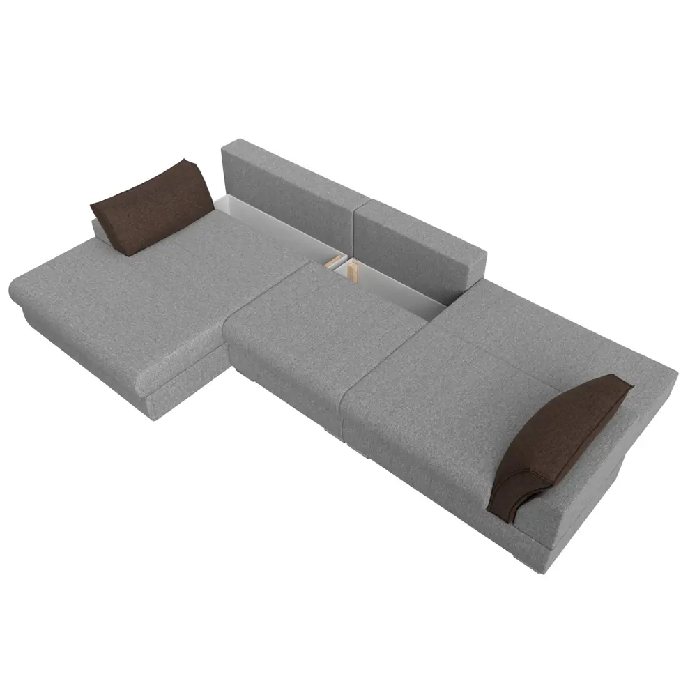 Фото 10 Диван Лига Диванов Пекин 118181L 372x90x189 см рогожка цвет коричневый/серый