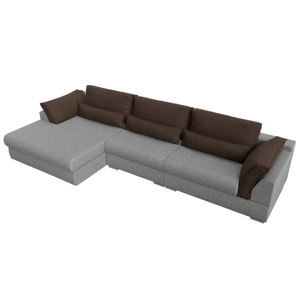 Фото 2 Диван Лига Диванов Пекин 118181L 372x90x189 см рогожка цвет коричневый/серый