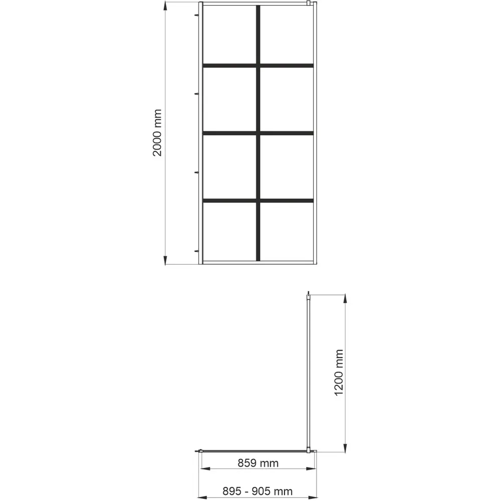 Фото 2 Душевая перегородка Wasserkraft Glan 66W 90 см, профиль черный матовый Фото 2 Душевая перегородка Wasserkraft Glan 66W 90 см, профиль черный матовый