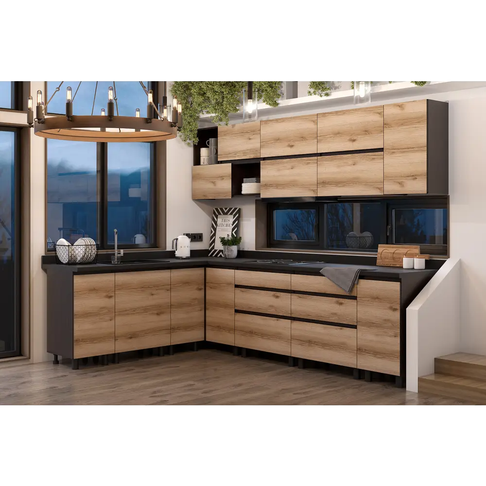 Фото 7 Кухонный гарнитур Furniture Integration Берген 200x210x60 см ЛДСП цвет венге/дуб делано УТ000318039 Фото 7 Кухонный гарнитур Furniture Integration Берген 200x210x60 см ЛДСП цвет венге/дуб делано УТ000318039