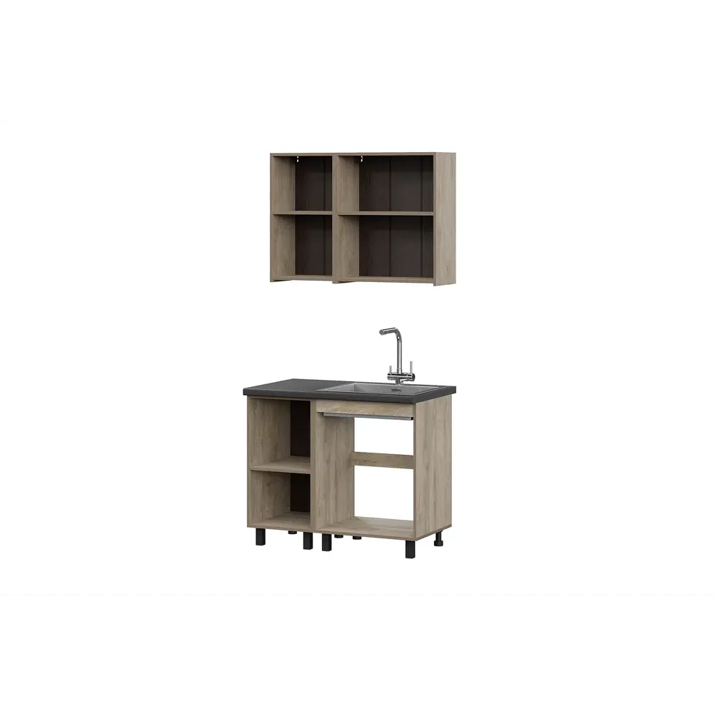 Фото 2 Кухонный гарнитур Furniture Integration Этна Софт Вайт Гиза 100x210x60 см ЛДСП цвет белый/серый Фото 2 Кухонный гарнитур Furniture Integration Этна Софт Вайт Гиза 100x210x60 см ЛДСП цвет белый/серый